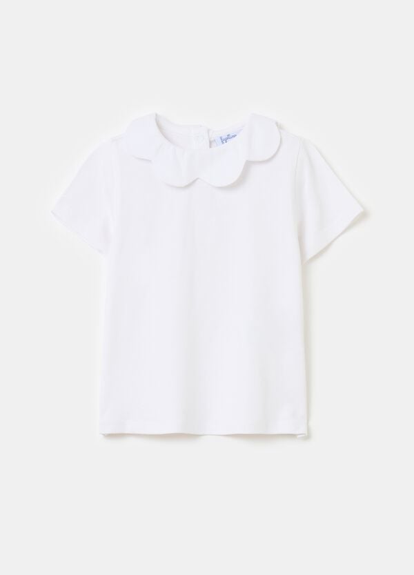 Ovs T-shirt in cotone stretch con colletto a fiore