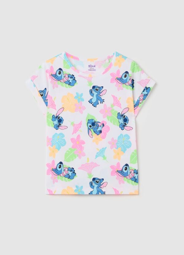Ovs T-shirt in cotone stretch con stampa Stitch
