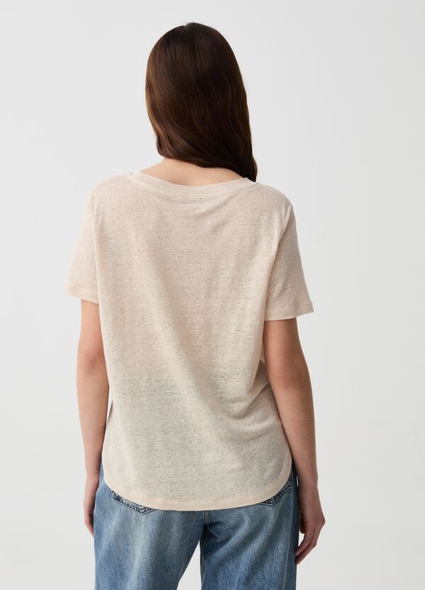 Ovs T-shirt In Lino Con Scollo Rotondo