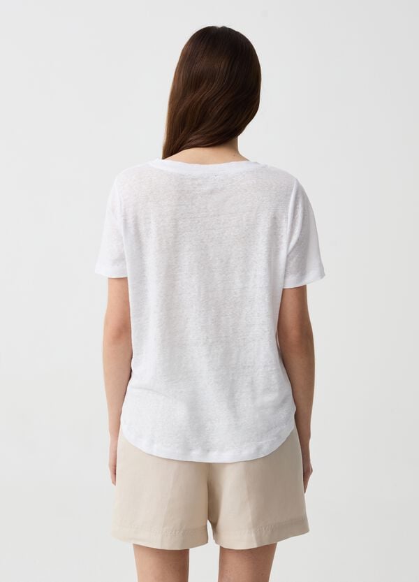 Ovs T-shirt In Lino Con Scollo Rotondo
