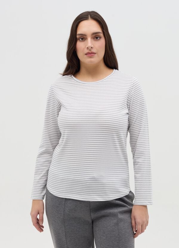 Ovs T-shirt In Lurex A Righe Curvy