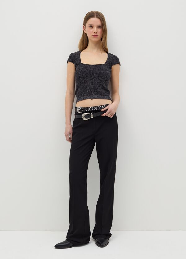 Ovs T-shirt in lurex collo squadrato