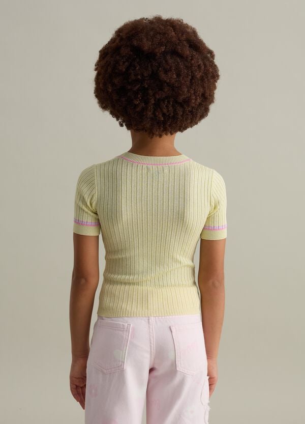 Ovs T-shirt In Maglia A Costine Con Lurex