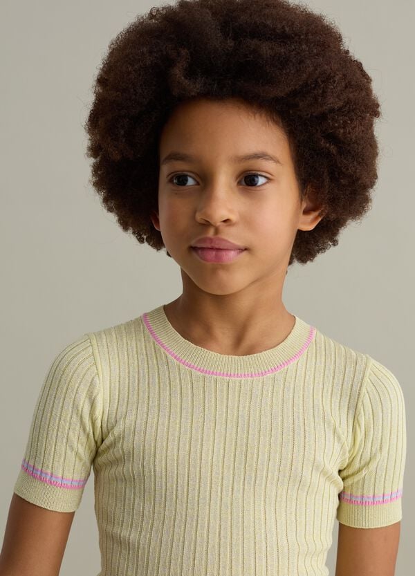 Ovs T-shirt In Maglia A Costine Con Lurex