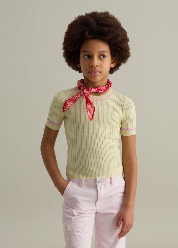 Ovs T-shirt in maglia a costine con lurex