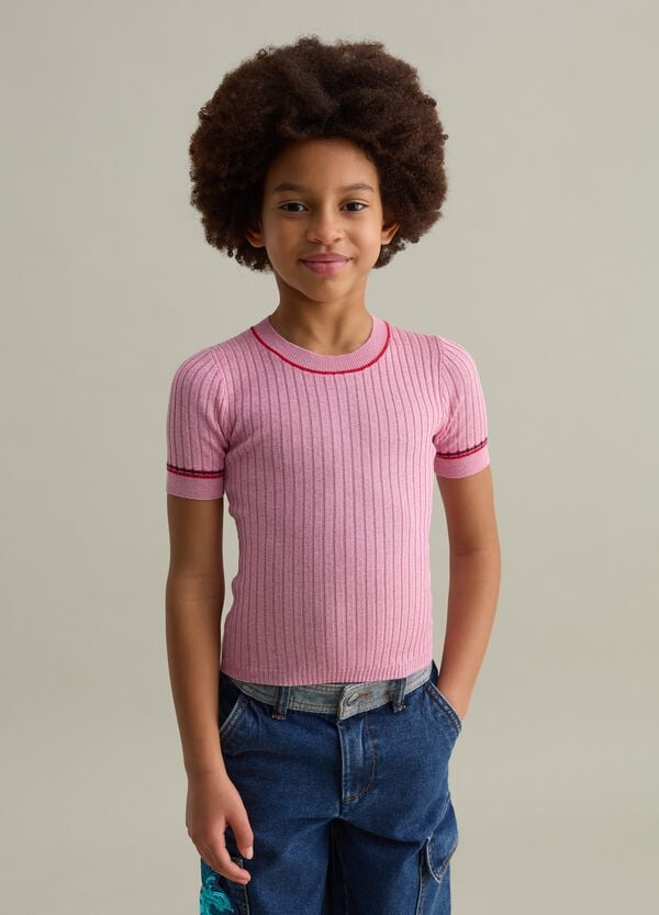 Ovs T-shirt in maglia a costine con lurex