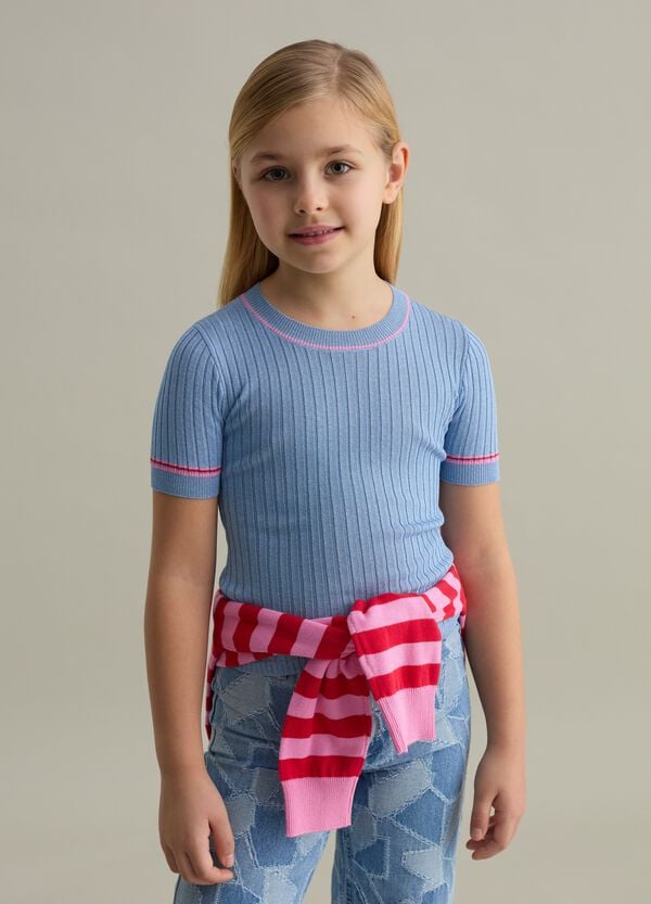 Ovs T-shirt in maglia a costine con lurex