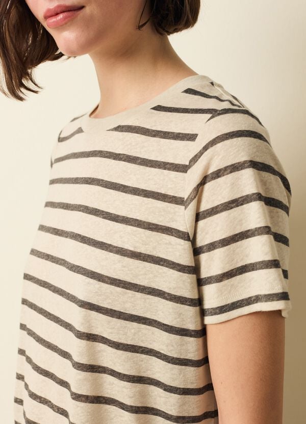 Ovs T-shirt In Misto Lino A Righe