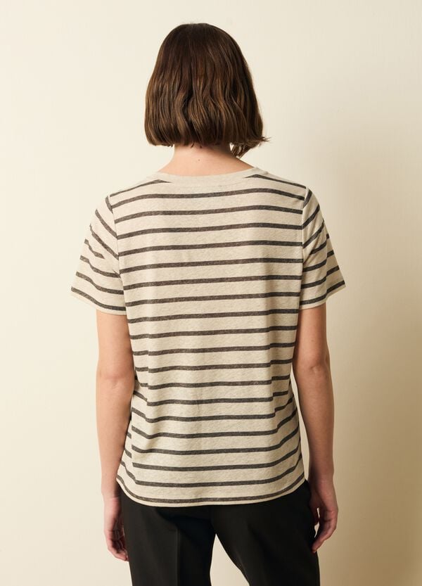 Ovs T-shirt In Misto Lino A Righe