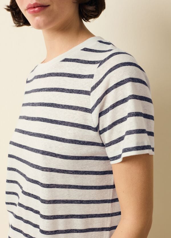 Ovs T-shirt In Misto Lino A Righe