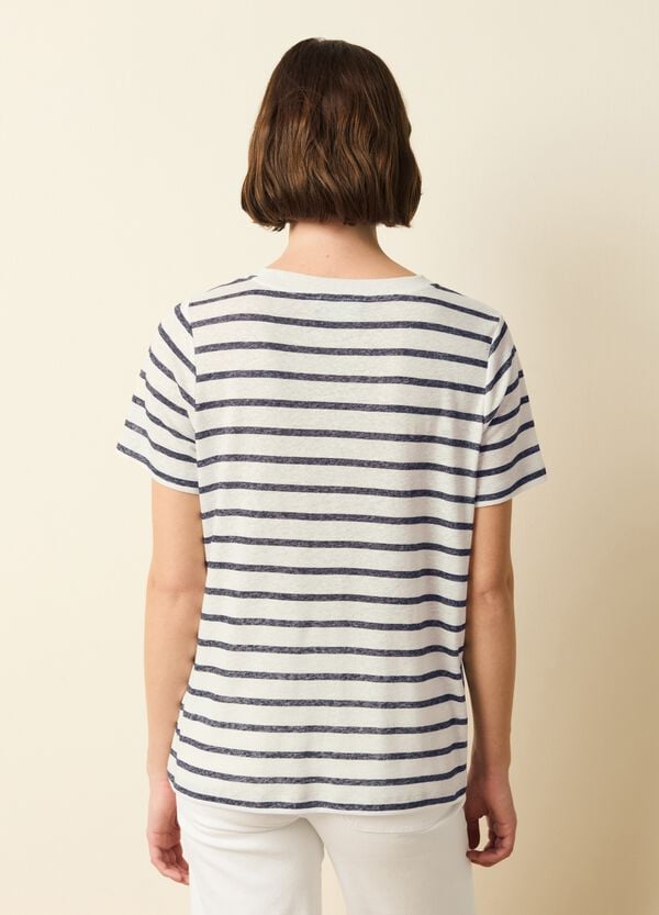 Ovs T-shirt In Misto Lino A Righe