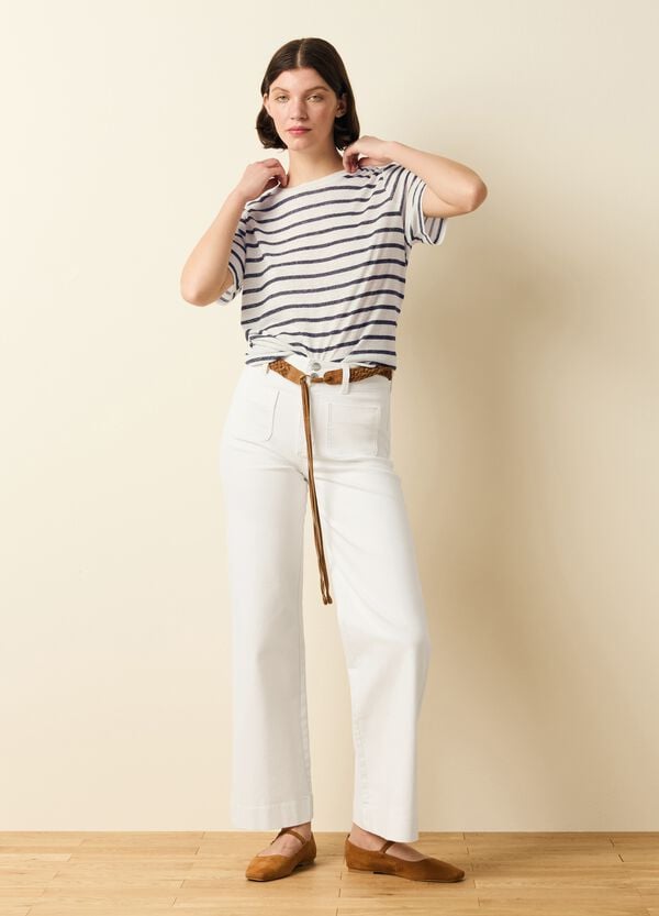 Ovs T-shirt in misto lino a righe