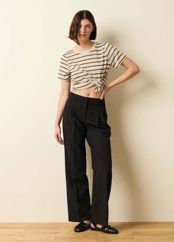 Ovs T-shirt in misto lino a righe