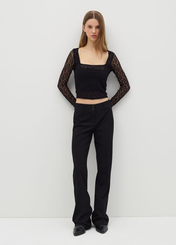 Ovs T-shirt In Pizzo Collo Squadrato