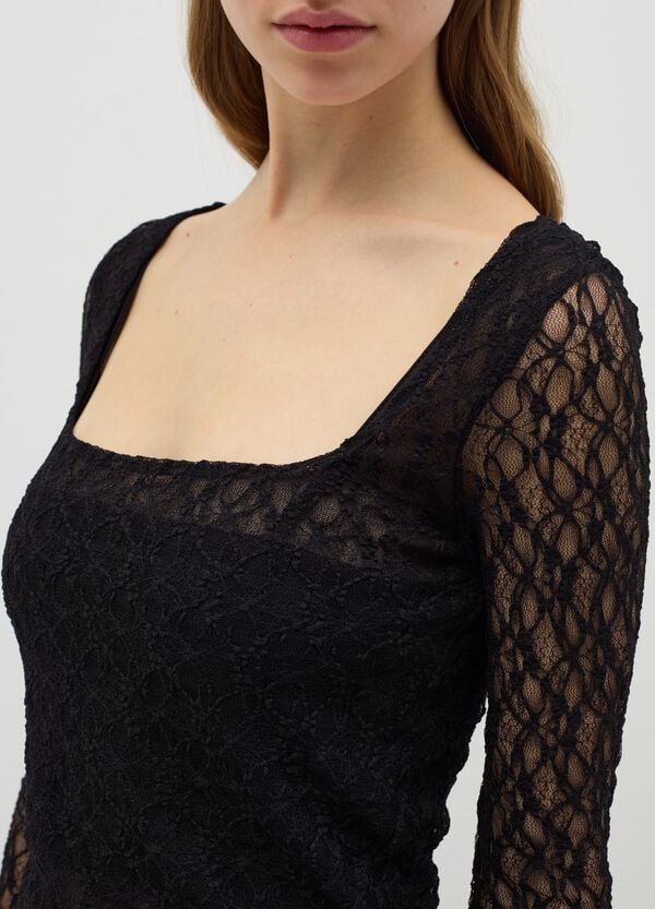 Ovs T-shirt In Pizzo Collo Squadrato