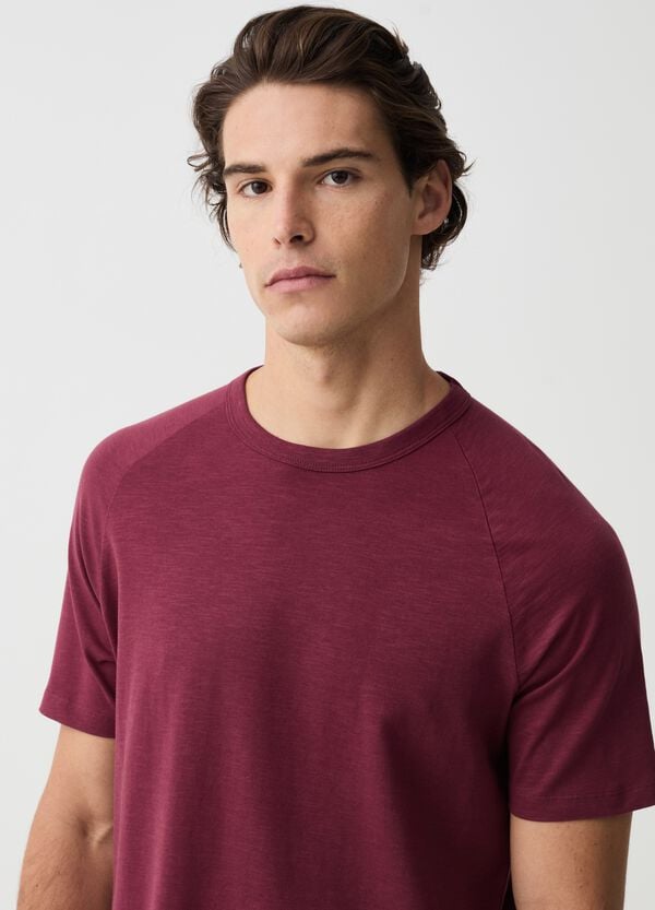 Ovs T-shirt In Slub Jersey Con Scollo Rotondo