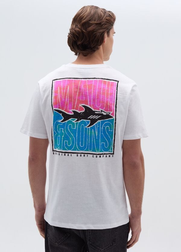 Ovs T-shirt In Slub Jersey Stampa Logo Con Squalo
