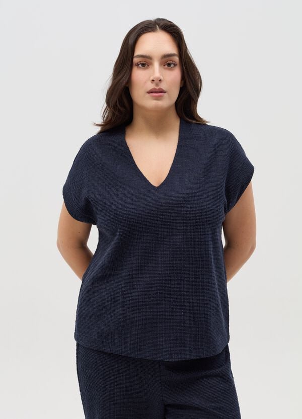 Ovs T-shirt lavorata con scollo a V Curvy