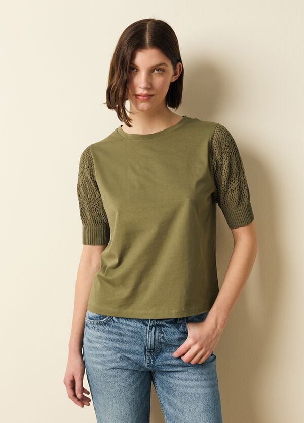 Ovs T-shirt maniche a palloncino crochet