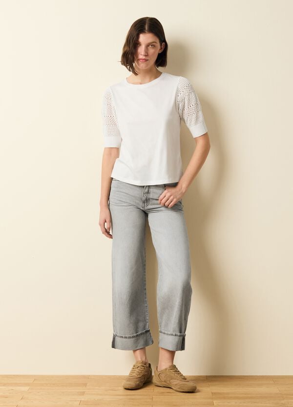 Ovs T-shirt maniche a palloncino crochet