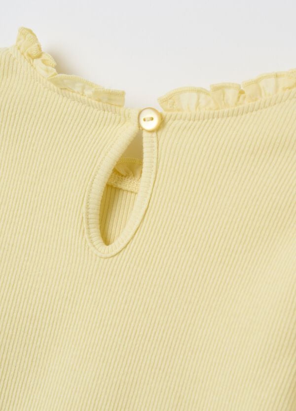 Ovs T-shirt Maniche Lunghe A Costine Con Rouche
