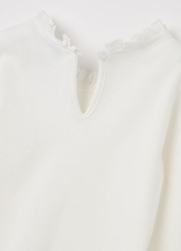 Ovs T-shirt Maniche Lunghe A Costine Con Rouche