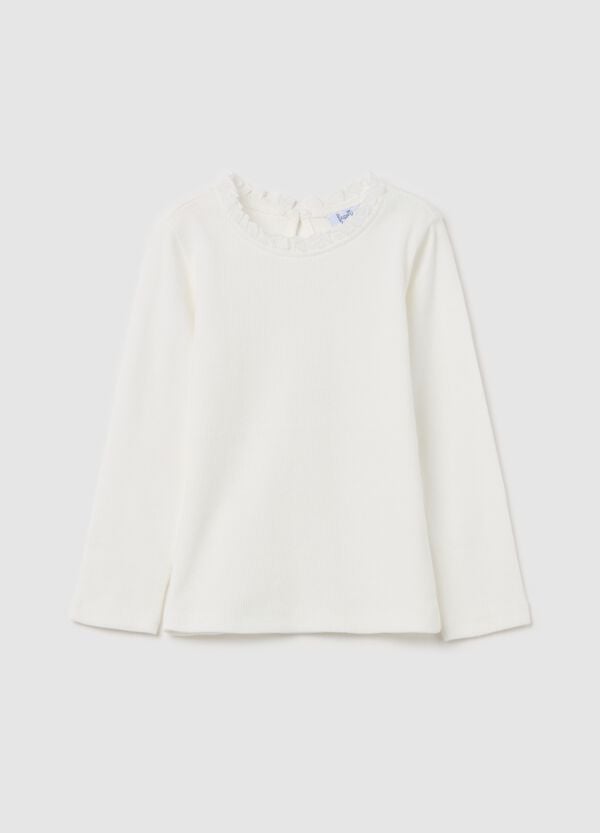 Ovs T-shirt maniche lunghe a costine con rouche