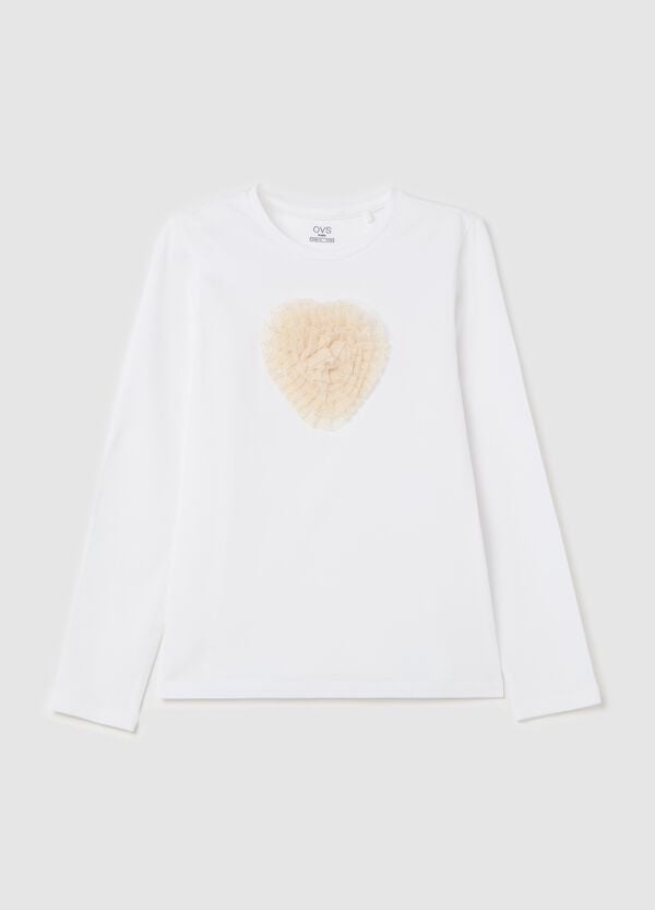 Ovs T-shirt maniche lunghe con cuore di tulle