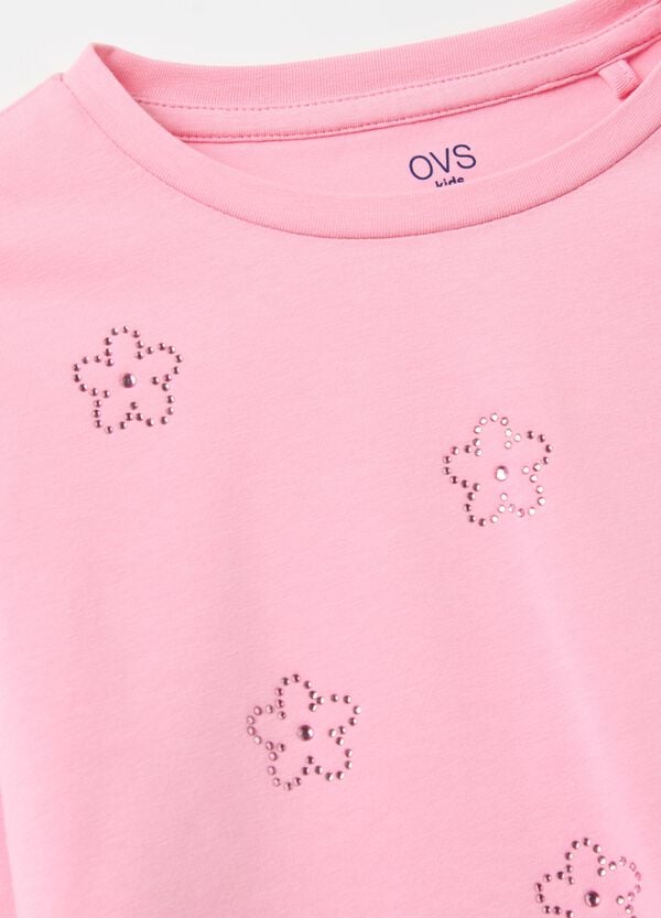 Ovs T-shirt Maniche Lunghe Con Fiori Di Strass