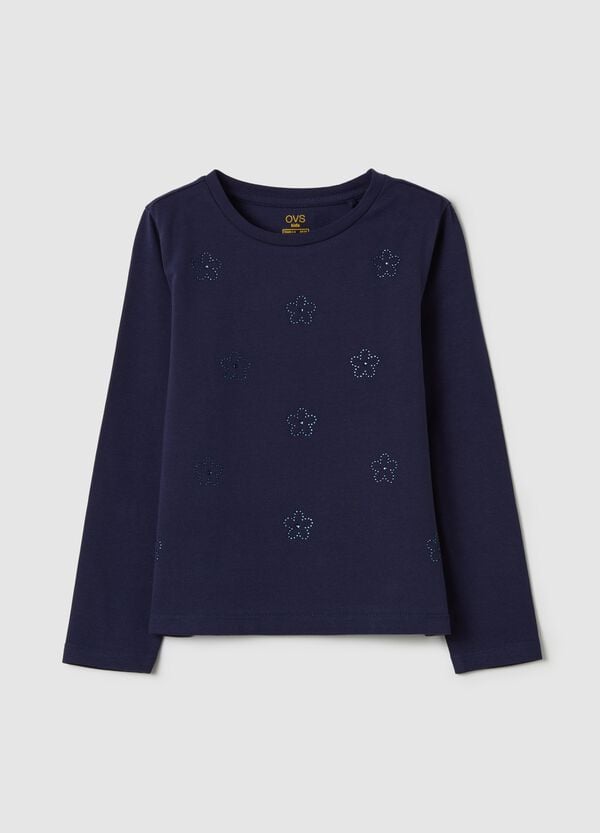Ovs T-shirt maniche lunghe con fiori di strass