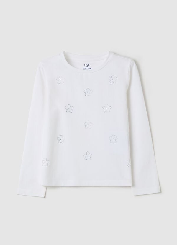 Ovs T-shirt maniche lunghe con fiori di strass