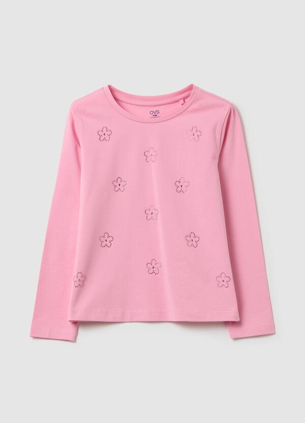 Ovs T-shirt maniche lunghe con fiori di strass