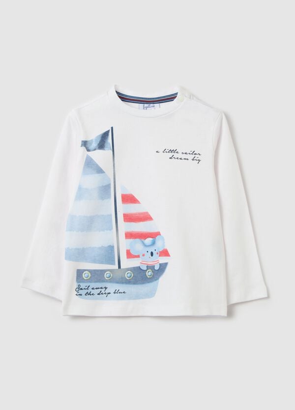 Ovs T-shirt maniche lunghe con stampa barca a vela