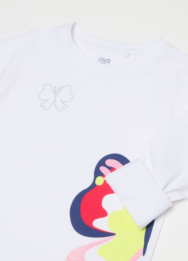 Ovs T-shirt Maniche Lunghe Con Stampa E Strass