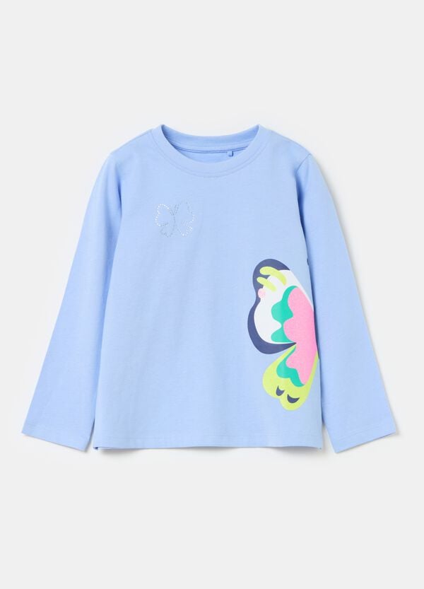 Ovs T-shirt maniche lunghe con stampa e strass