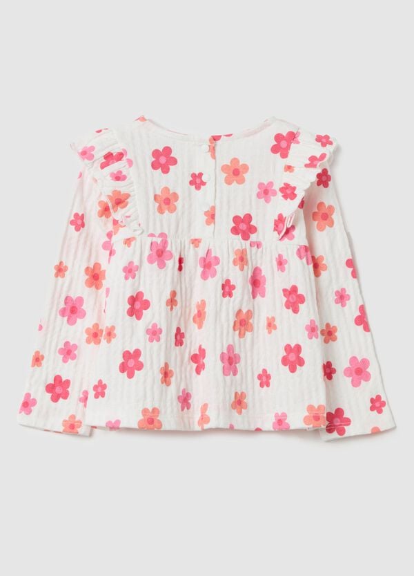 Ovs T-shirt Maniche Lunghe Con Volant Stampa Fiori