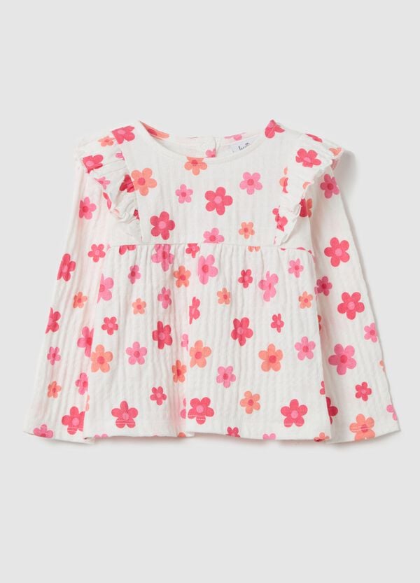 Ovs T-shirt maniche lunghe con volant stampa fiori