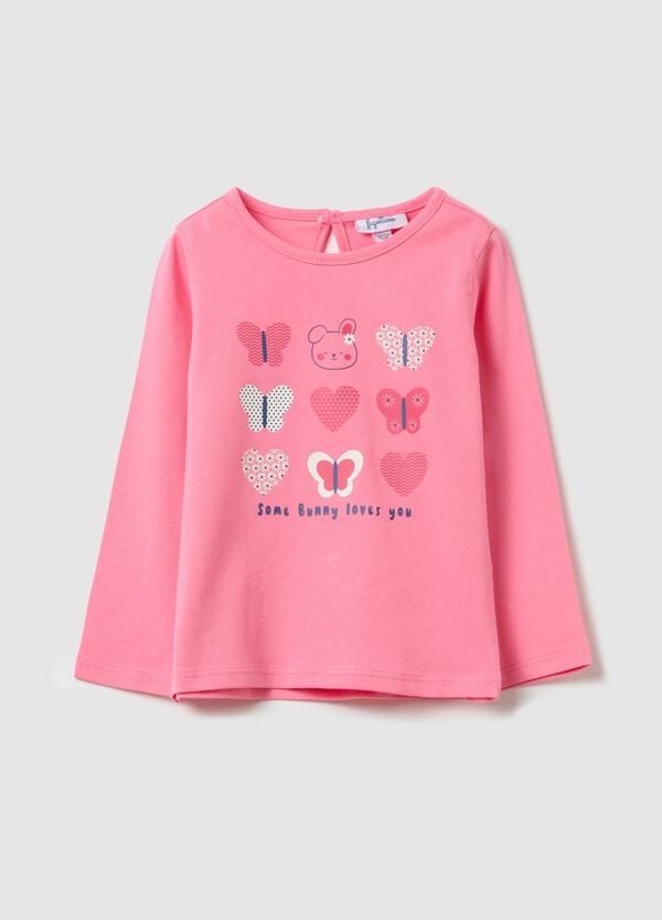 Ovs T-shirt maniche lunghe in cotone con stampa