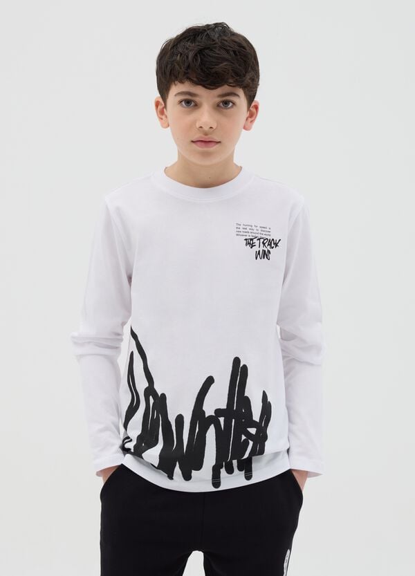 Ovs T-shirt maniche lunghe in cotone con stampa