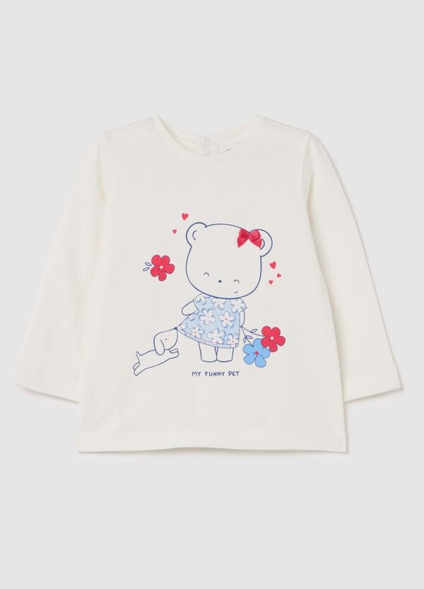 Ovs T-shirt maniche lunghe in cotone con stampa