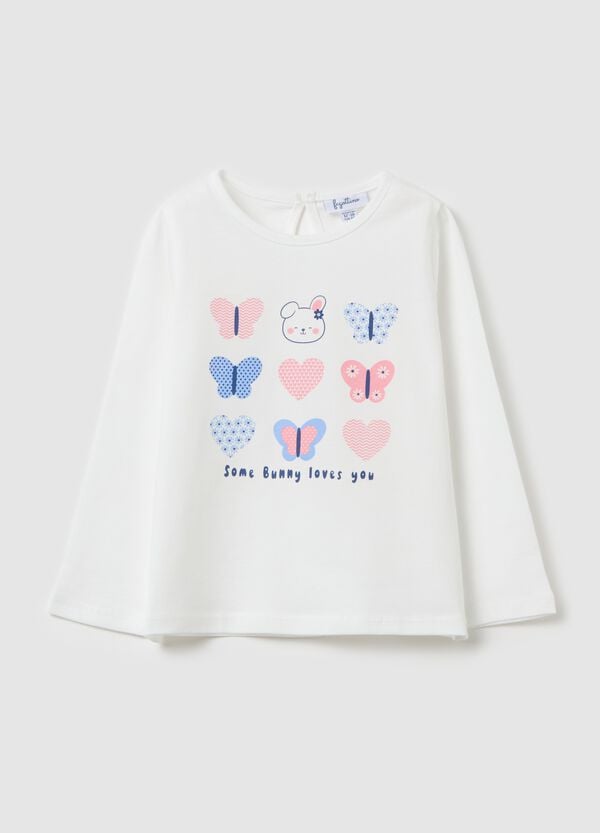 Ovs T-shirt maniche lunghe in cotone con stampa