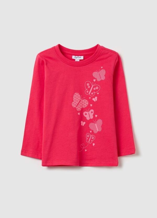 Ovs T-shirt maniche lunghe in cotone con stampa