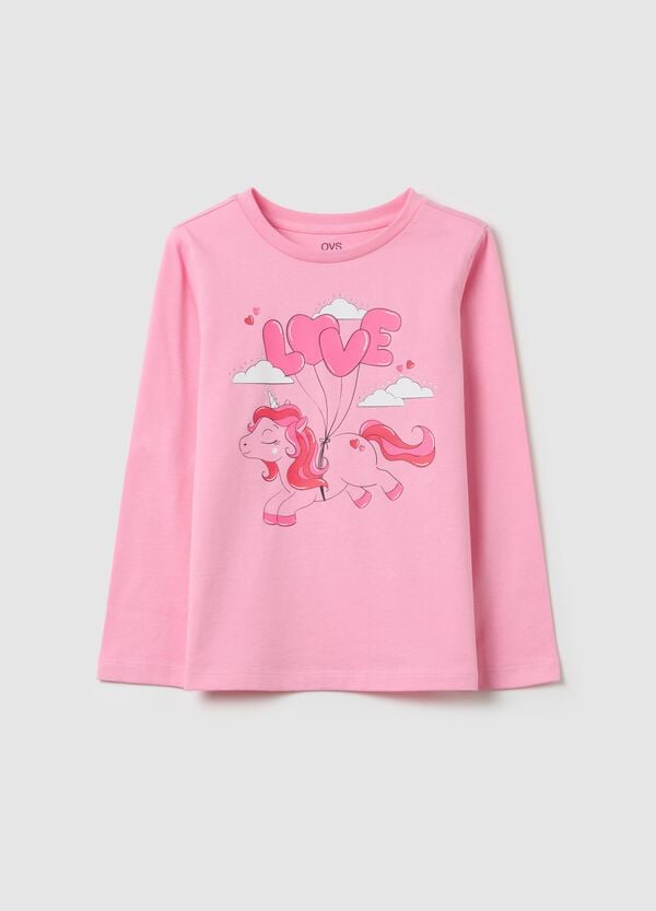 Ovs T-shirt maniche lunghe in cotone con stampa