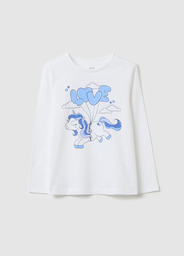Ovs T-shirt maniche lunghe in cotone con stampa