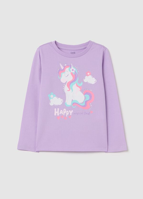 Ovs T-shirt maniche lunghe in cotone con stampa