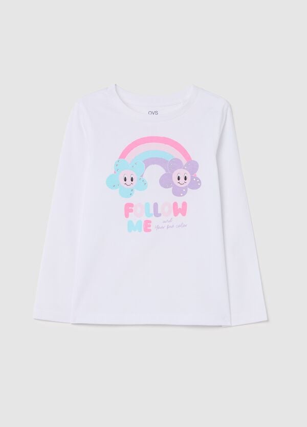 Ovs T-shirt maniche lunghe in cotone con stampa