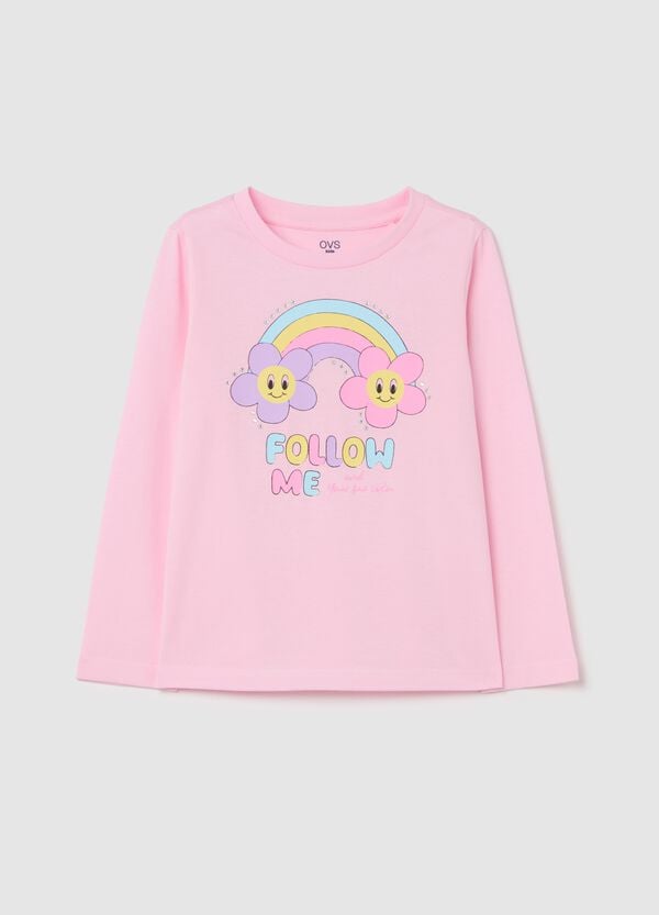 Ovs T-shirt maniche lunghe in cotone con stampa