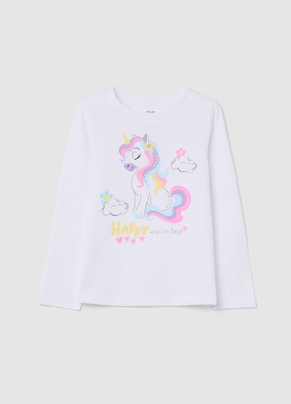 Ovs T-shirt maniche lunghe in cotone con stampa