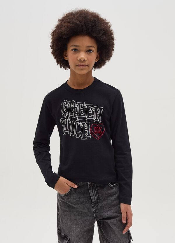 Ovs T-shirt maniche lunghe in cotone con stampa