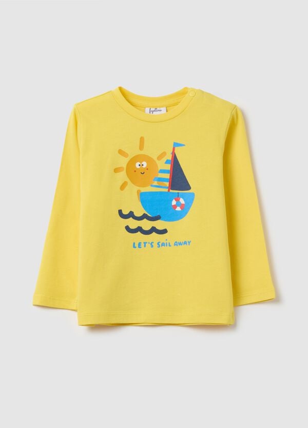 Ovs T-shirt maniche lunghe in cotone con stampa